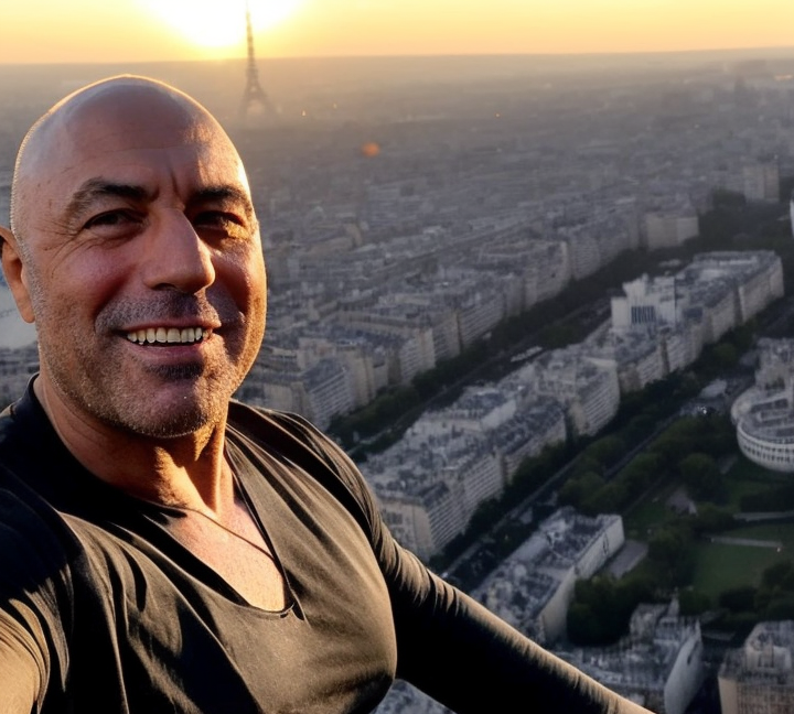 05816-_lora_Joe Rogan - Trigger w Joerogan Person_1_joerogan person taking a selfie on top of the eiffel tower around sunset. Golden h.png